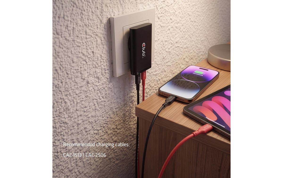 CLUB3D Club 3D CAC-1935 USB-Wandladegerät 65 W – USB-C×2 – PD 3.1, PPS, GaN – für USB-C-Geräte – schwarz