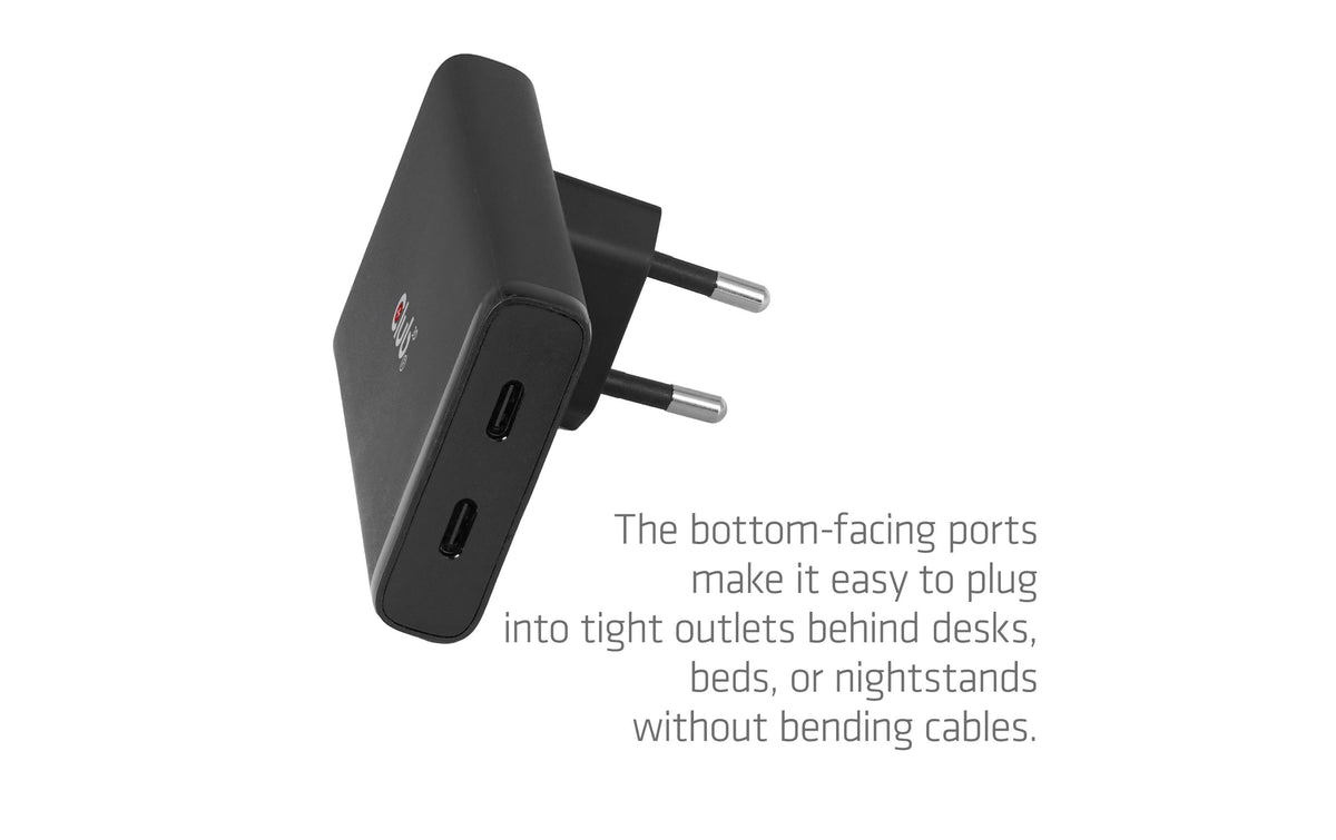 CLUB3D Club 3D CAC-1935 USB-Wandladegerät 65 W – USB-C×2 – PD 3.1, PPS, GaN – für USB-C-Geräte – schwarz