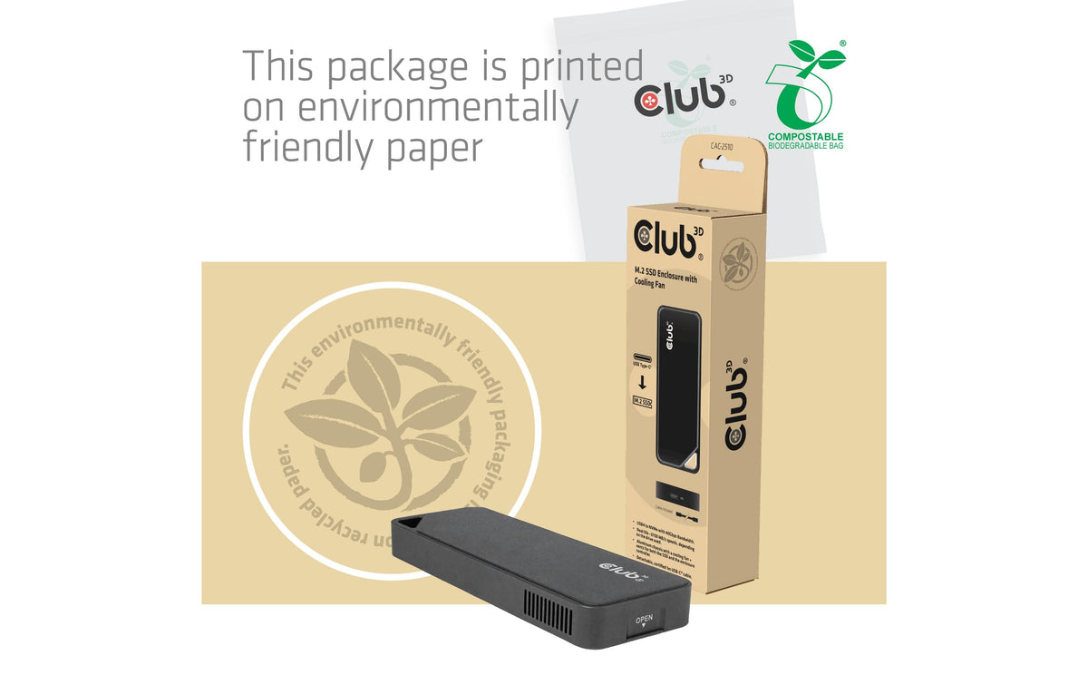 CLUB3D Club 3D CAC-2510 – 1-Bay M.2 SSD-Gehäuse – USB4 40 Gbit/s, für M.2 NVMe (PCIe)