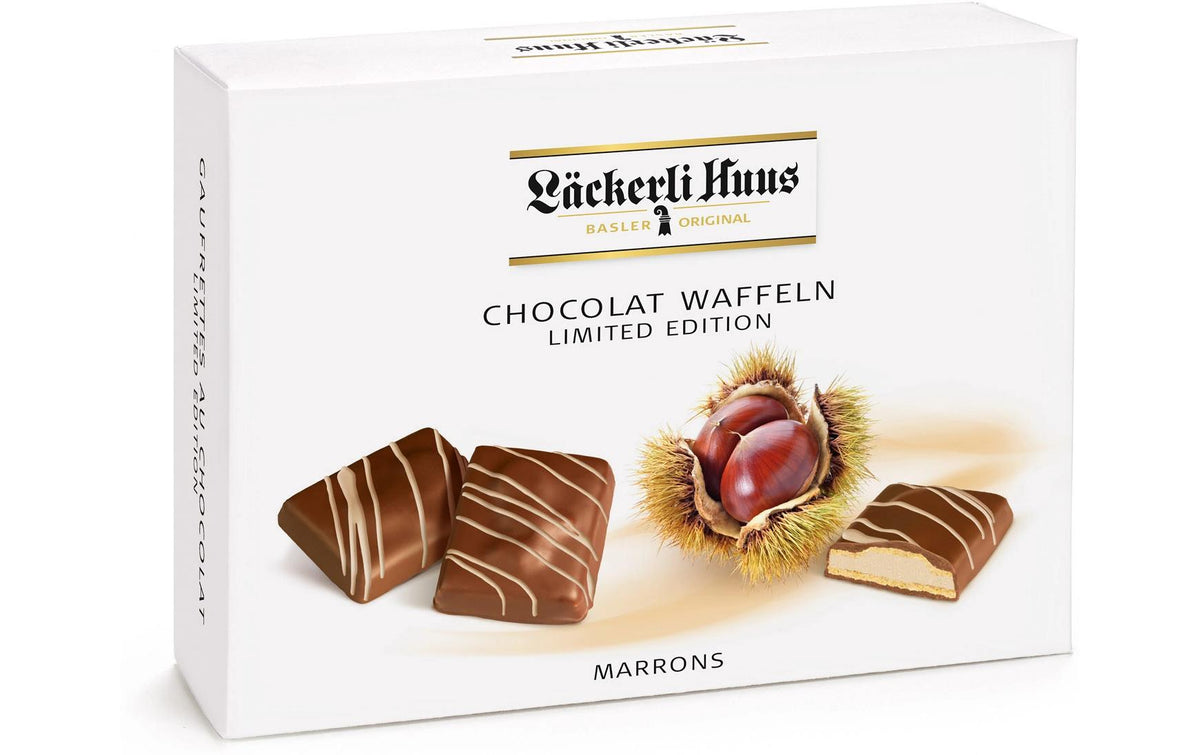Läckerli huus Schokoladenwaffeln – Maroni – 195 g
