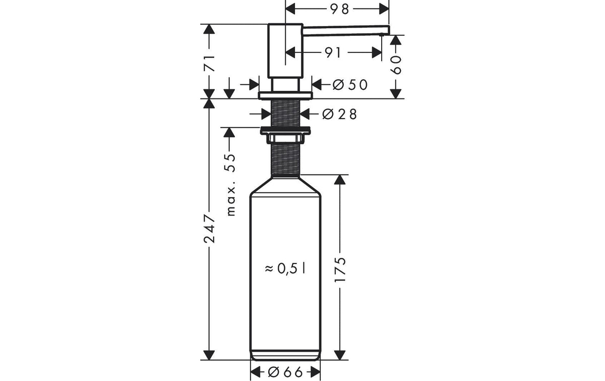 Hansgrohe A41 Manueller Seifenspender – Wandmontage – Chrom, Edelstahl