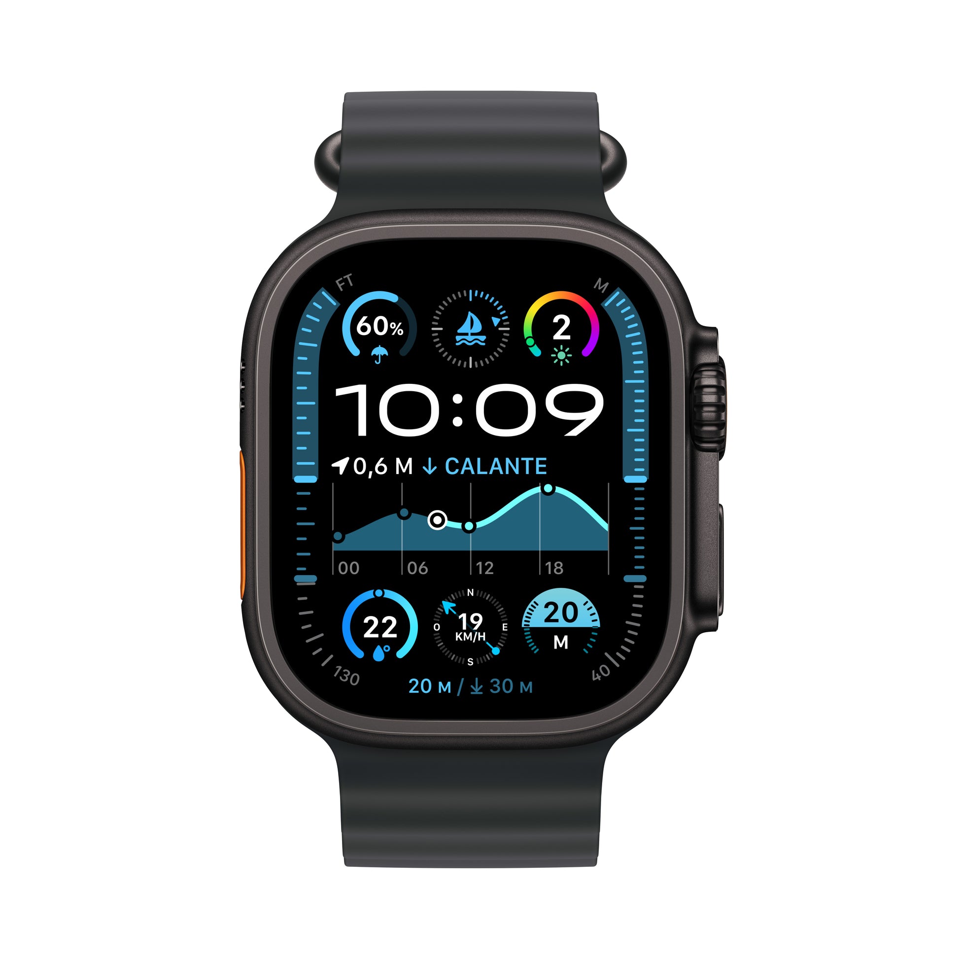 Apple Watch Ultra 2 LTE – 49 mm, OLED, Saphirglas, Titan Schwarz, Ocean Band, 10 ATM