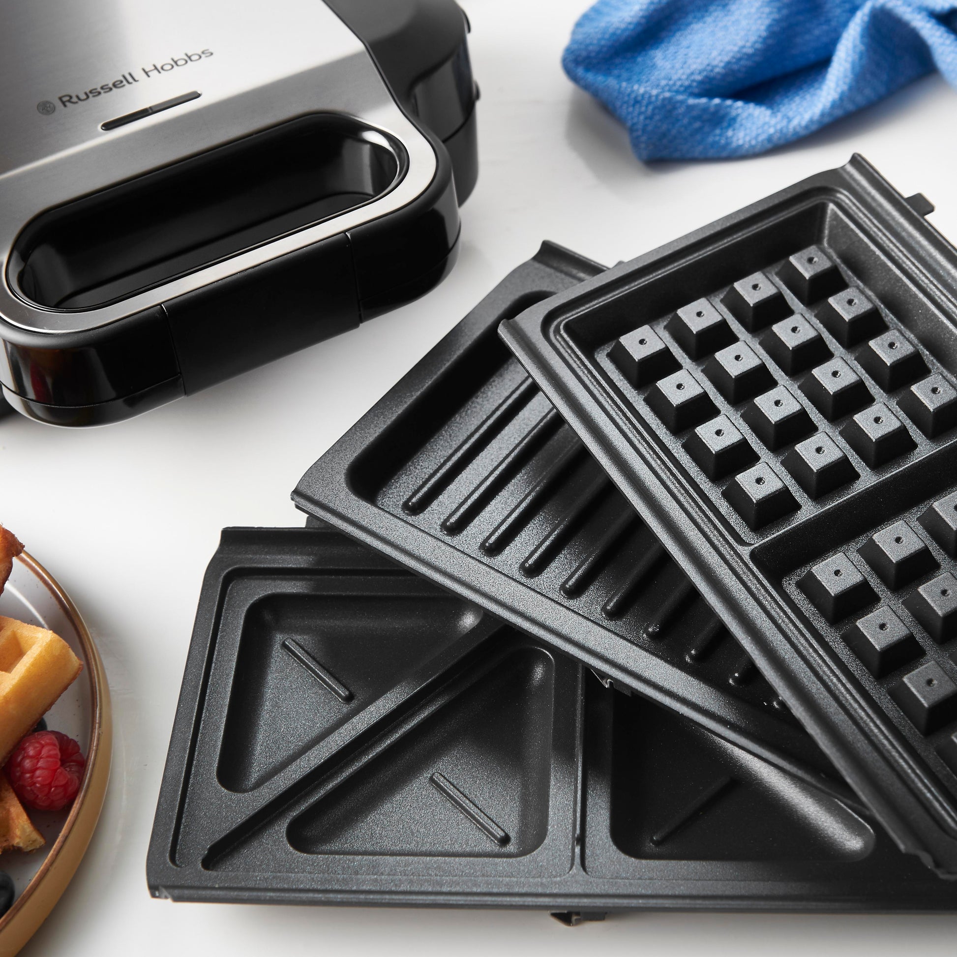 Russell Hobbs Sandwich-Waffeleisen 26810-56 – 750 W, Teflonbeschichtet – Schwarz/Edelstahl
