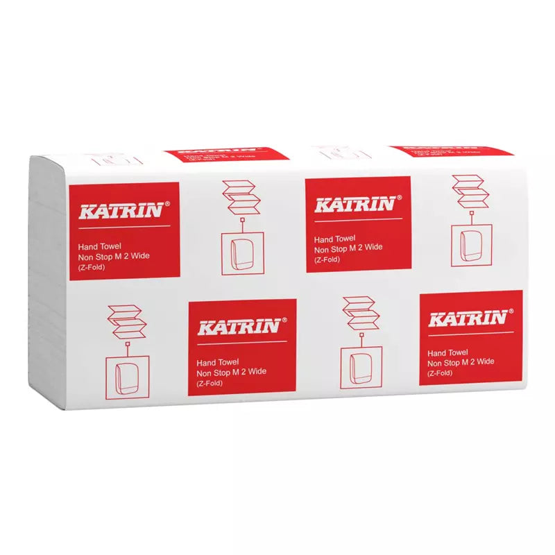 Katrin Non-Stop M2 Falthandtuch – Z-Falz, 2-lagig, Recycling-Zellstoff, Weiss, 240 × 240 mm, 4000 Stück