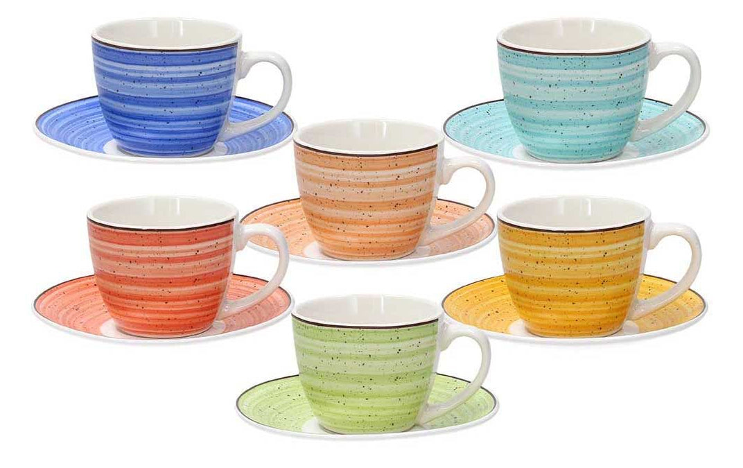 Tognana Porcellane Tognana Espressotassen Iris – 6er Set, 80 ml, Ø 6,5 cm, Porzellan, spülmaschinenfest, mikrowellengeeignet