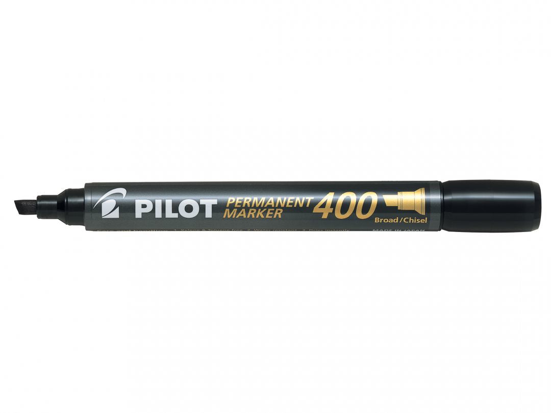 Pilot 400 XL Permanentmarker – Keilspitze 4 mm – Schwarz, 20er-Pack – für Karton, Glas und Metall