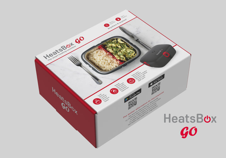 HeatsBox Elektrische Lunchbox GO 2.0 – 925 ml, Akku, 100 W, Warmhaltefunktion – Schwarz