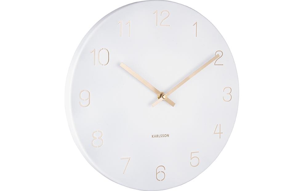 Karlsson Charm Wanduhr – Analog, Ø 30 cm, Weiss, Metall