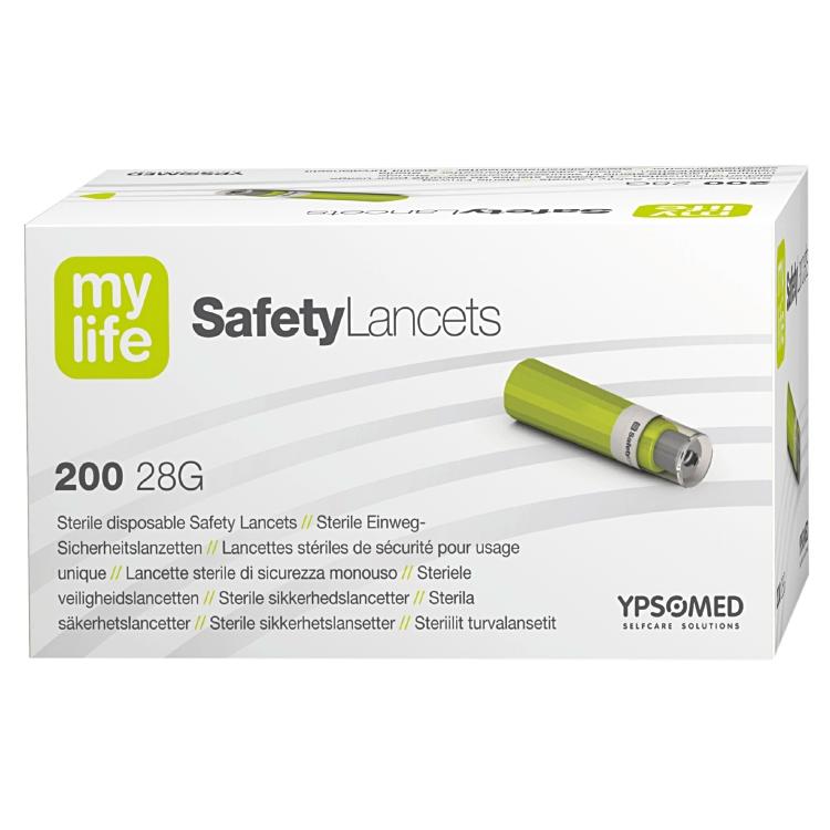 Ypsomed Sicherheitslanzetten – steril, 200 Stück, Nadeldurchmesser 28 Gauge (0,36 mm), Einstichtiefe 2,2 mm