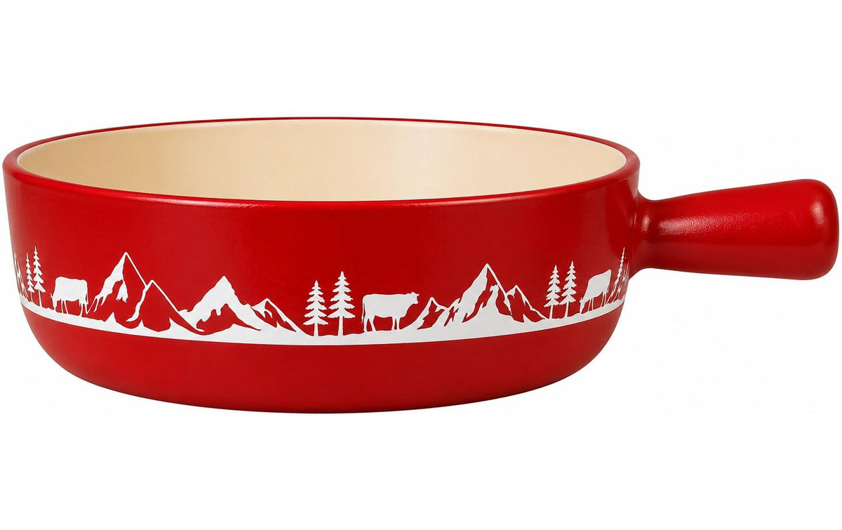 Ohmex Caquelon – Ø 21 cm, Gusseisen, für Käsefondue, Fondue Bourguignonne, Fondue Chinoise, Elektro