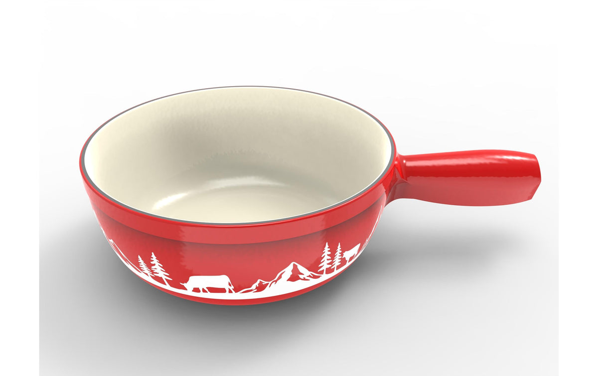 Ohmex Caquelon – Ø 21 cm, Gusseisen, für Käsefondue, Fondue Bourguignonne, Fondue Chinoise, Elektro