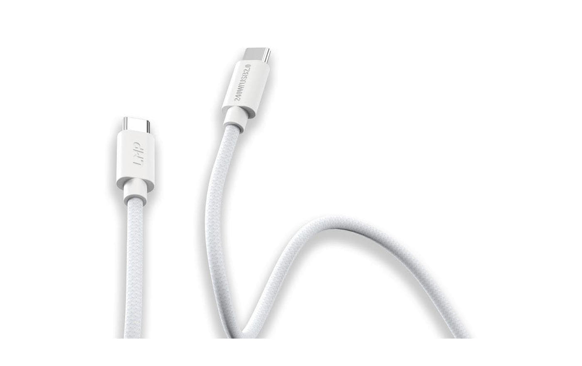 LMP – USB-C auf USB-C Kabel – USB 2.0 (480 Mbit/s) – 0,5 m – PD 240 W – Textilmantel – Weiss – für USB‑C Netzteil