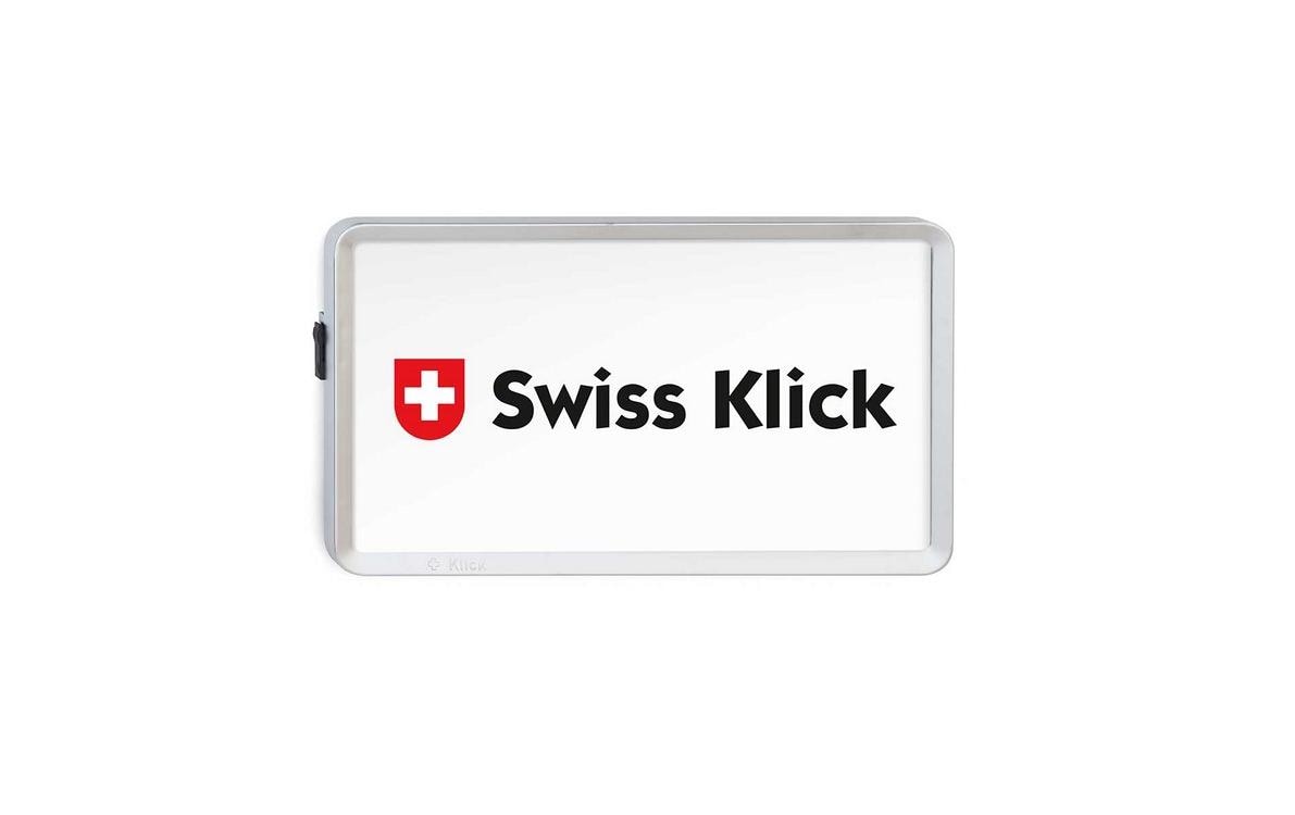 Swiss Klick Wechselrahmen – für 16×30 cm – Hochformat – Klapprahmen – Schwarz – Chromstahl
