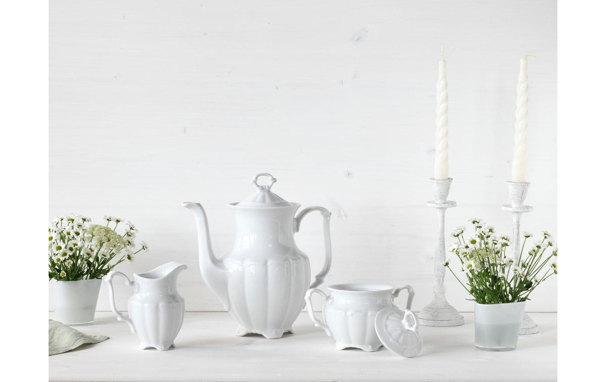 Creatable Maria Theresia Kaffeegarnitur – 1,1 l, Ø 26 cm, Porzellan, Weiss, spülmaschinenfest