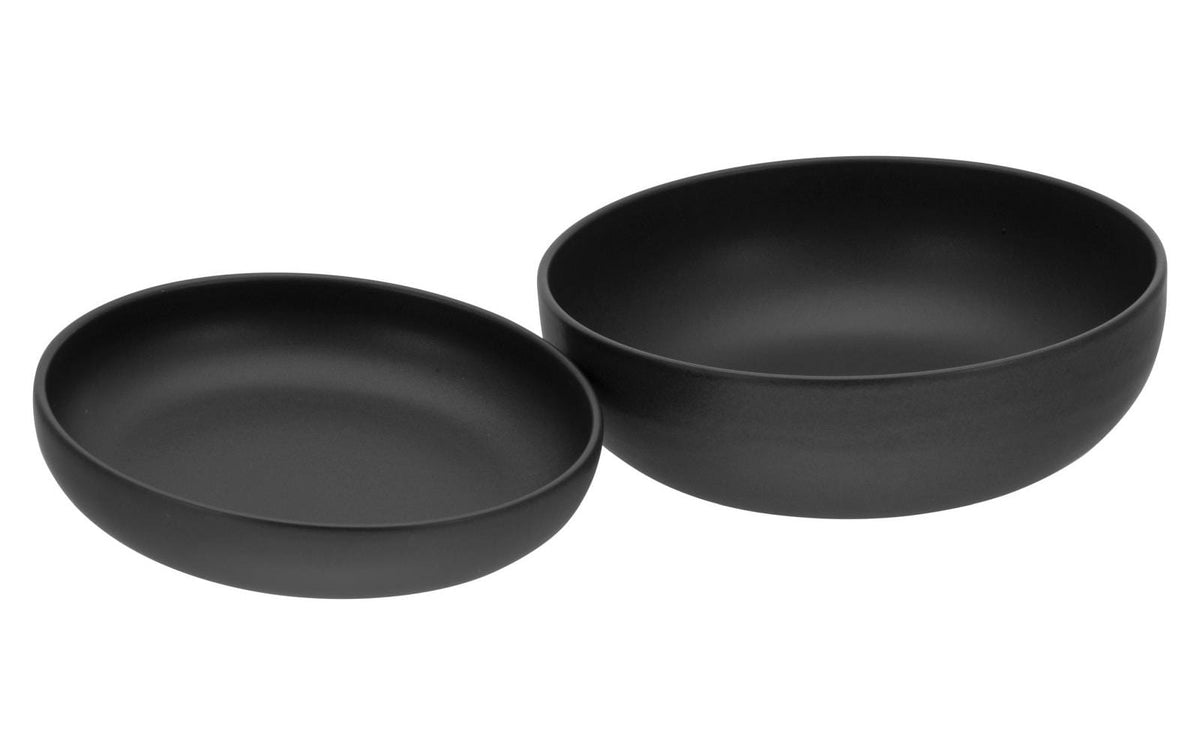 Creatable Salatschüssel – 2er Set, 2,0 l, Ø 26,0 cm, Steinzeug, Schwarz, spülmaschinenfest, mikrowellengeeignet