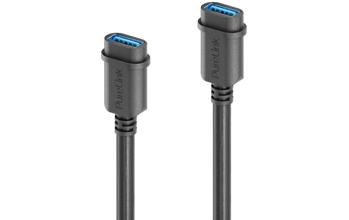 Purelink USB-A Verlängerungskabel (Buchse auf Buchse) – USB 3.2 Gen 1 (5 Gbit/s) – 0,3 m – Schwarz