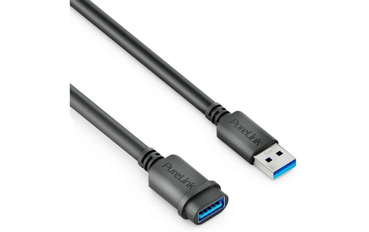 Purelink USB-A Verlängerungskabel (Stecker auf Buchse) – USB 3.2 Gen 1 (5 Gbit/s) – 1 m – Schwarz – für Medi