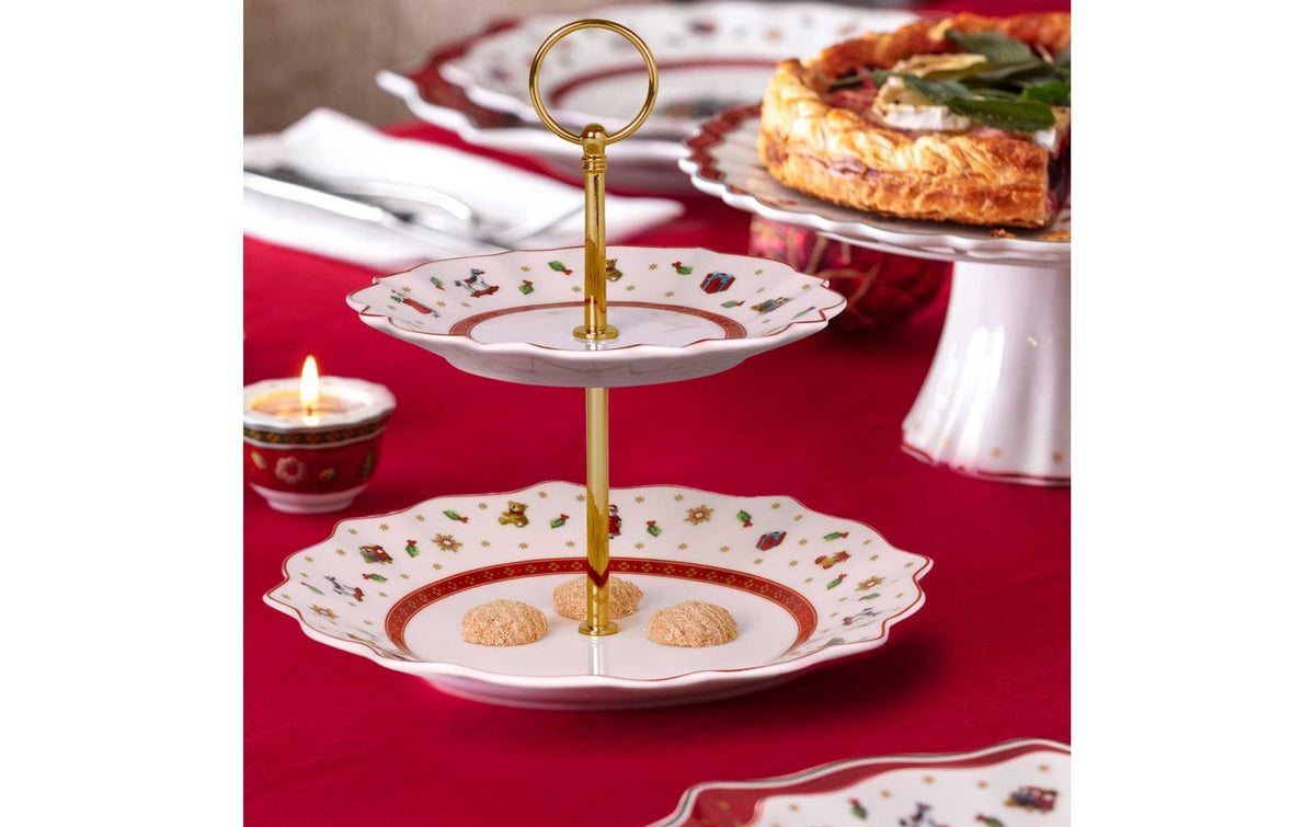 Villeroy & Boch Toys Delight Etagere – Ø 24,0 cm, H 24,0 cm, Porzellan/Metall, Rot/Weiss, mikrowellengeeignet