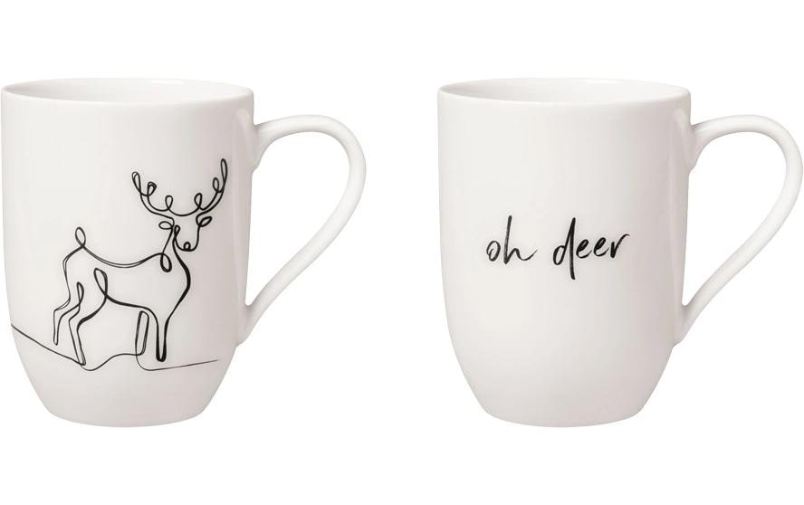 Villeroy & Boch Tasse – 2er Set, 280 ml, Porzellan, Weiss, spülmaschinenfest, mikrowellengeeignet