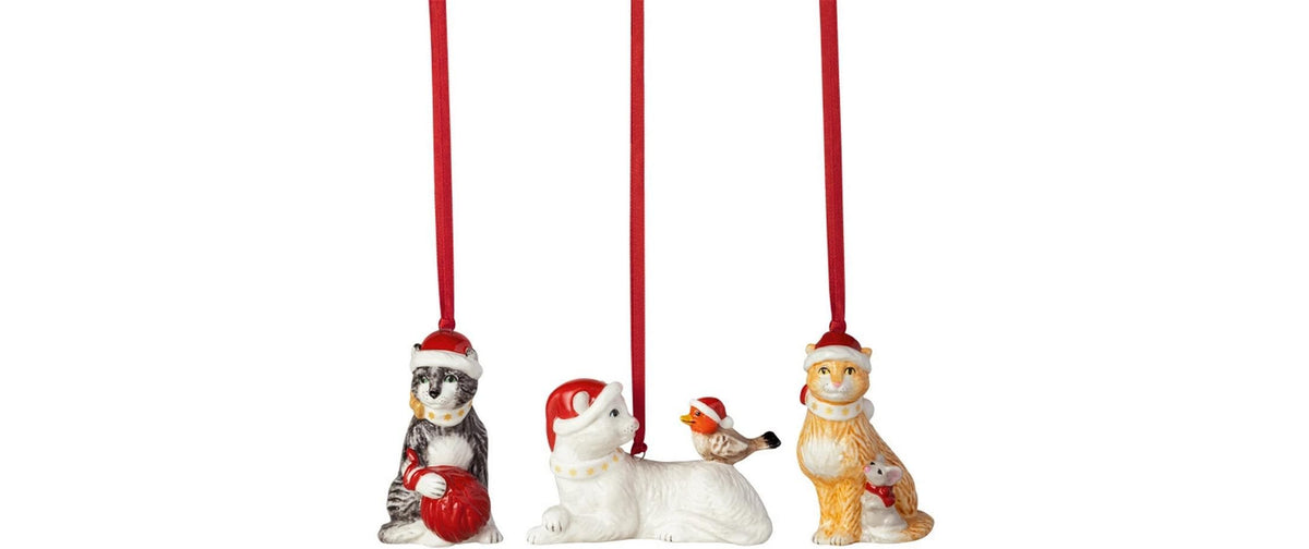Villeroy & Boch Weihnachtskugeln – 3-teilig, 4,5 × 7,5 cm – Porzellan, mehrfarbig