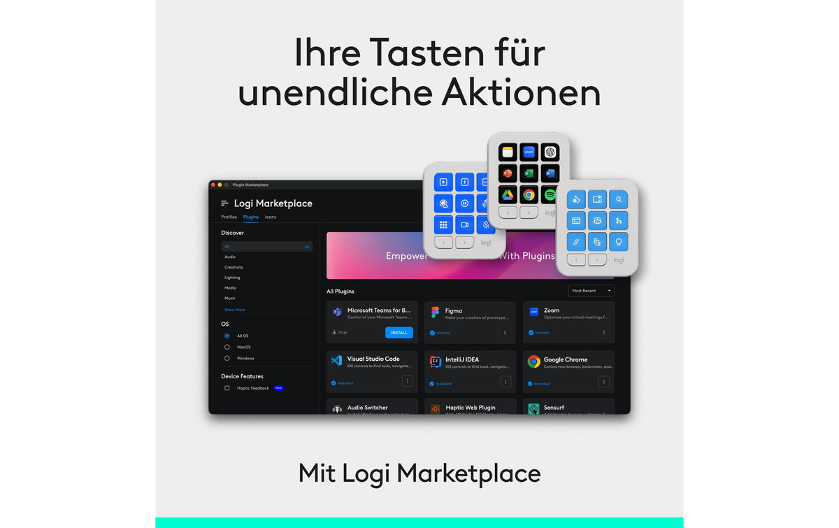 Logitech MX Keypad – Keypad-Steuerpult – Grau