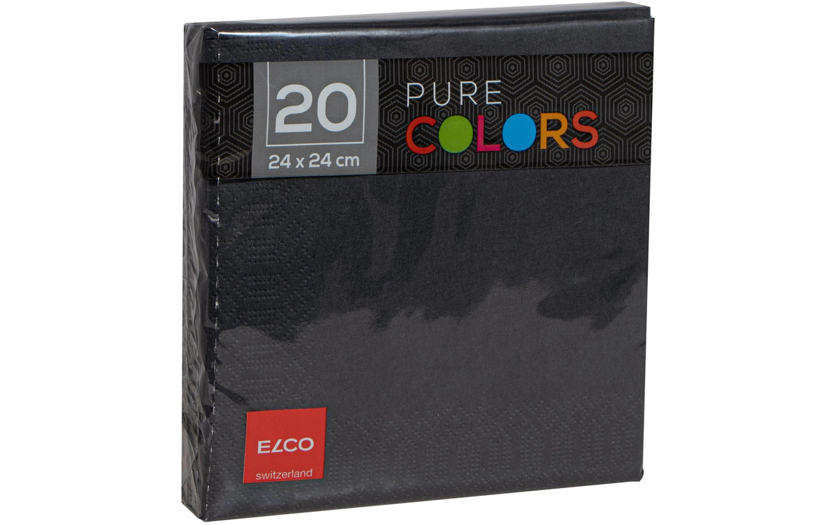 Elco Servietten – schwarz – 24 × 24 cm, 3-lagig – 20 Stück