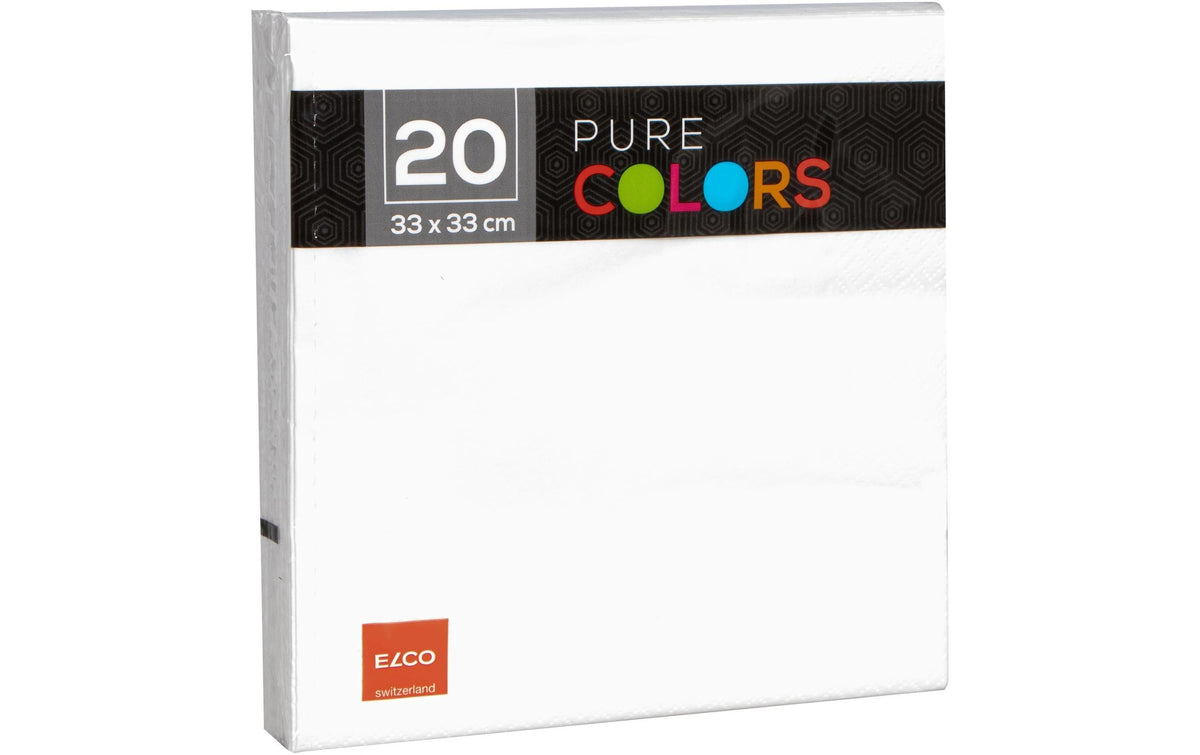 Elco Servietten – weiss – 33 × 33 cm, 3-lagig – 20 Stück