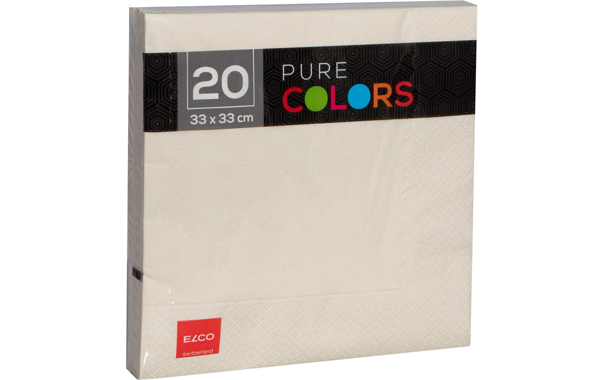 Elco Servietten – beige – 33 × 33 cm, 3-lagig – 20 Stück