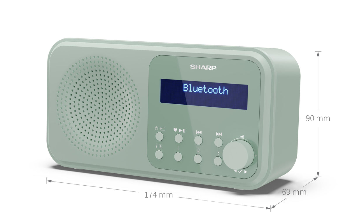 Sharp DR-P420 – Tragbares DAB+ Radio, UKW, Bluetooth, 16 h Akku – Grün