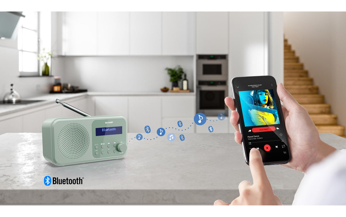 Sharp DR-P420 – Tragbares DAB+ Radio, UKW, Bluetooth, 16 h Akku – Grün