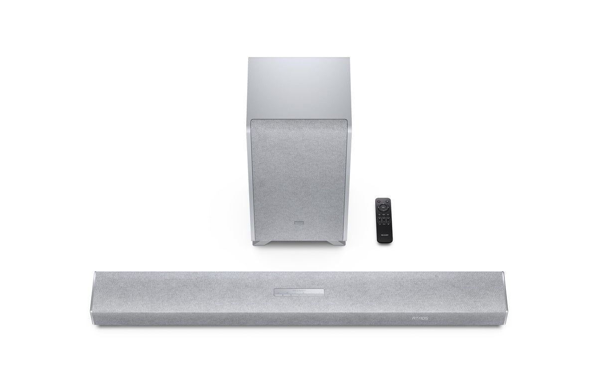 Sharp HT-SBW53121SL – Soundbar – 3.1.2, Dolby Atmos/DTS:X, mit kabellosem Subwoofer, 182 W – Silber