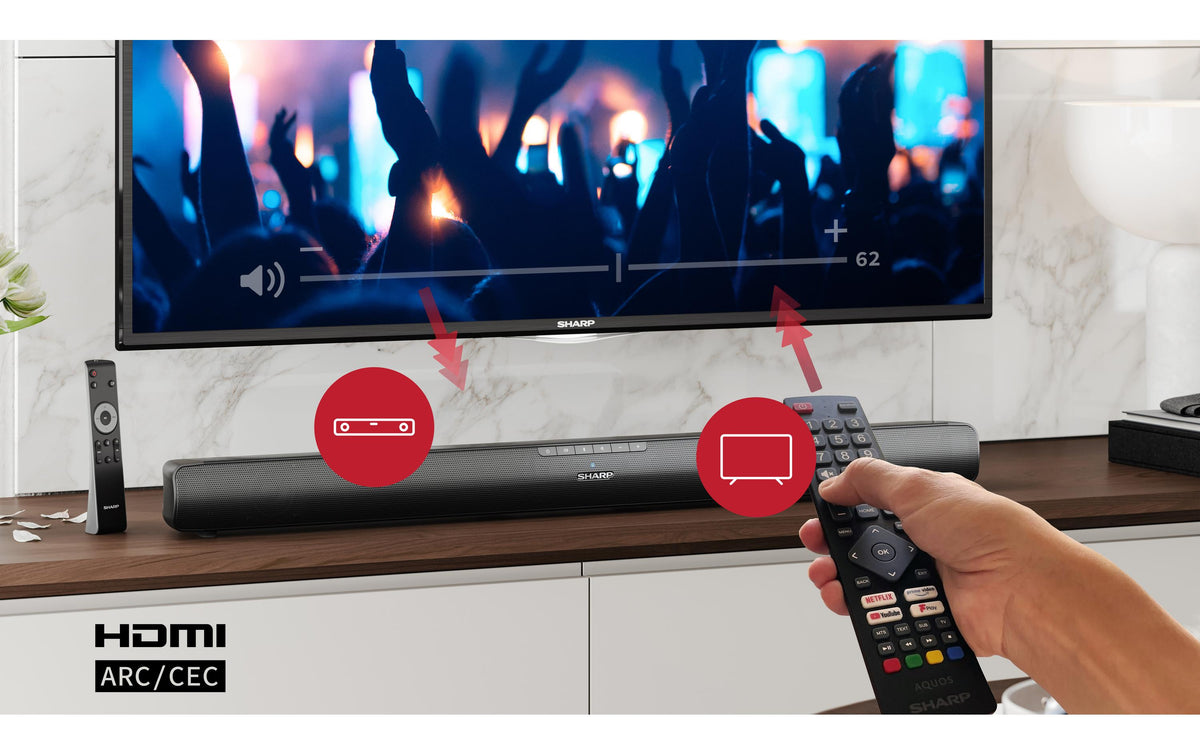 Sharp HT-SB100 – Soundbar – 2.0, HDMI ARC, 75 W, Schwarz