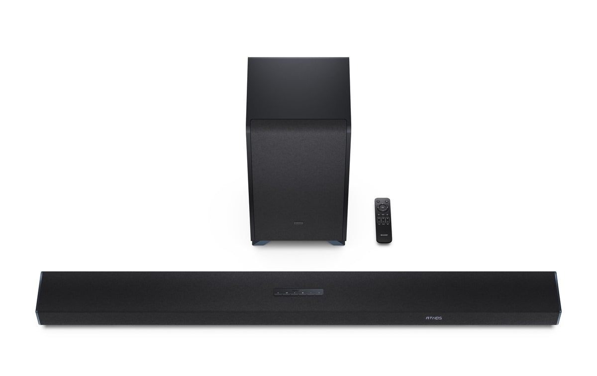 Sharp HTSBW55121BK – Soundbar – 5.1.2, Dolby Atmos/DTS:X, mit kabellosem Subwoofer, 212 W, Schwarz