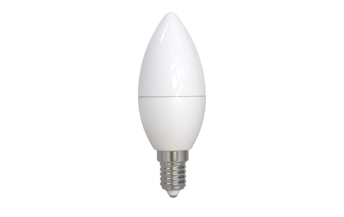 Hama LED-Leuchtmittel E14 Kerze C37 – Warmweiss 2700 K, 470 lm, 4,9 W – 5 Stk., Weiss, matt