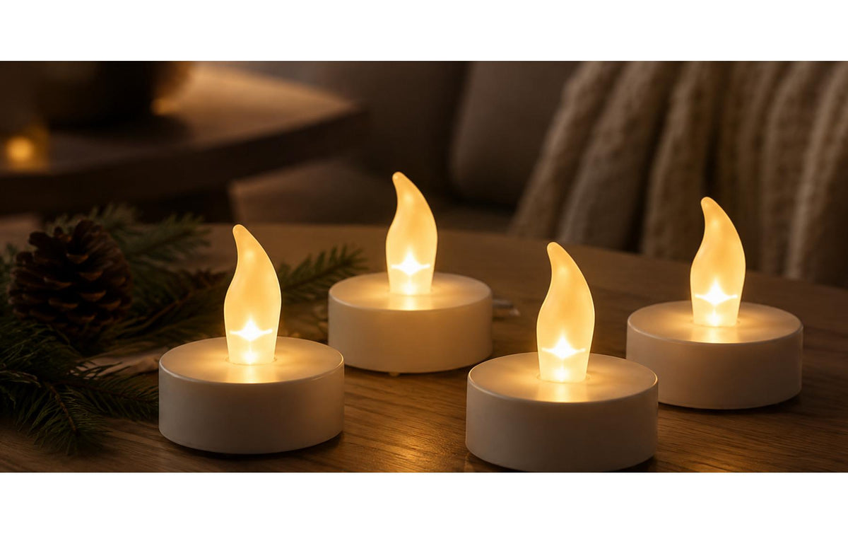 M. Schönenberger Schönenberger LED-Teelicht – 24er Pack, Ø 3,8 × 4,5 cm, Warmweiss, Timer