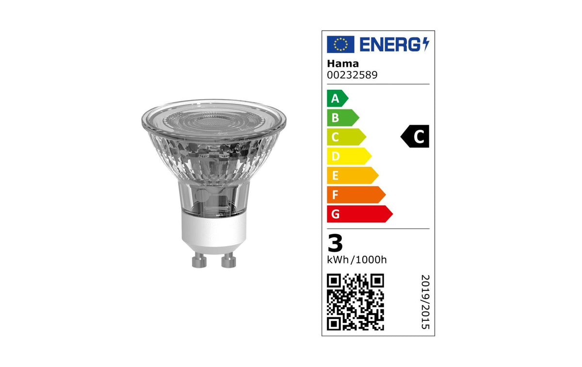 Hama Leuchtmittel GU10 Reflektor PAR16 – Warmweiss 2700 K, 350 lm, 2,5 W, 36° – IP20 – 5 Stk. – Klar