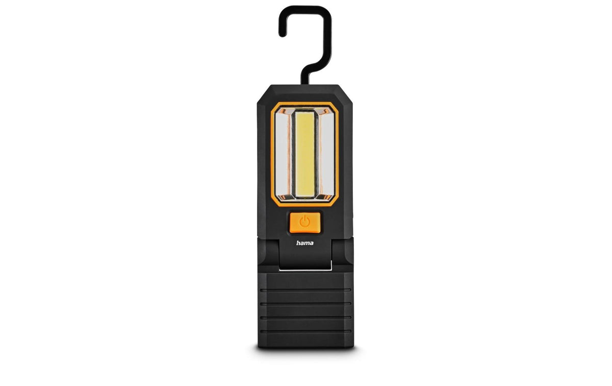 Hama Taschenlampe W210 – 210 lm, 2 Modi, Batteriebetrieb (AAA), Magnet & Haken – Schwarz