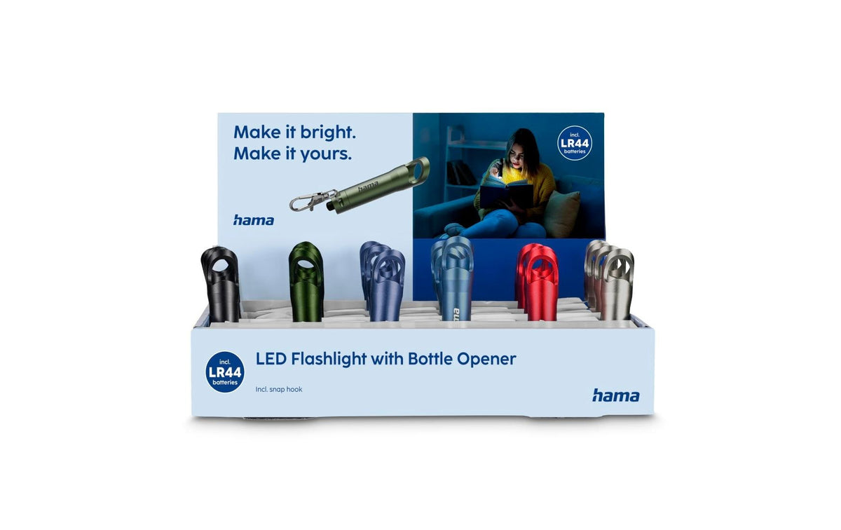 Hama Taschenlampe FL4 – 4 lm, 3× LR44 (Batteriebetrieb), Karabiner – Schwarz