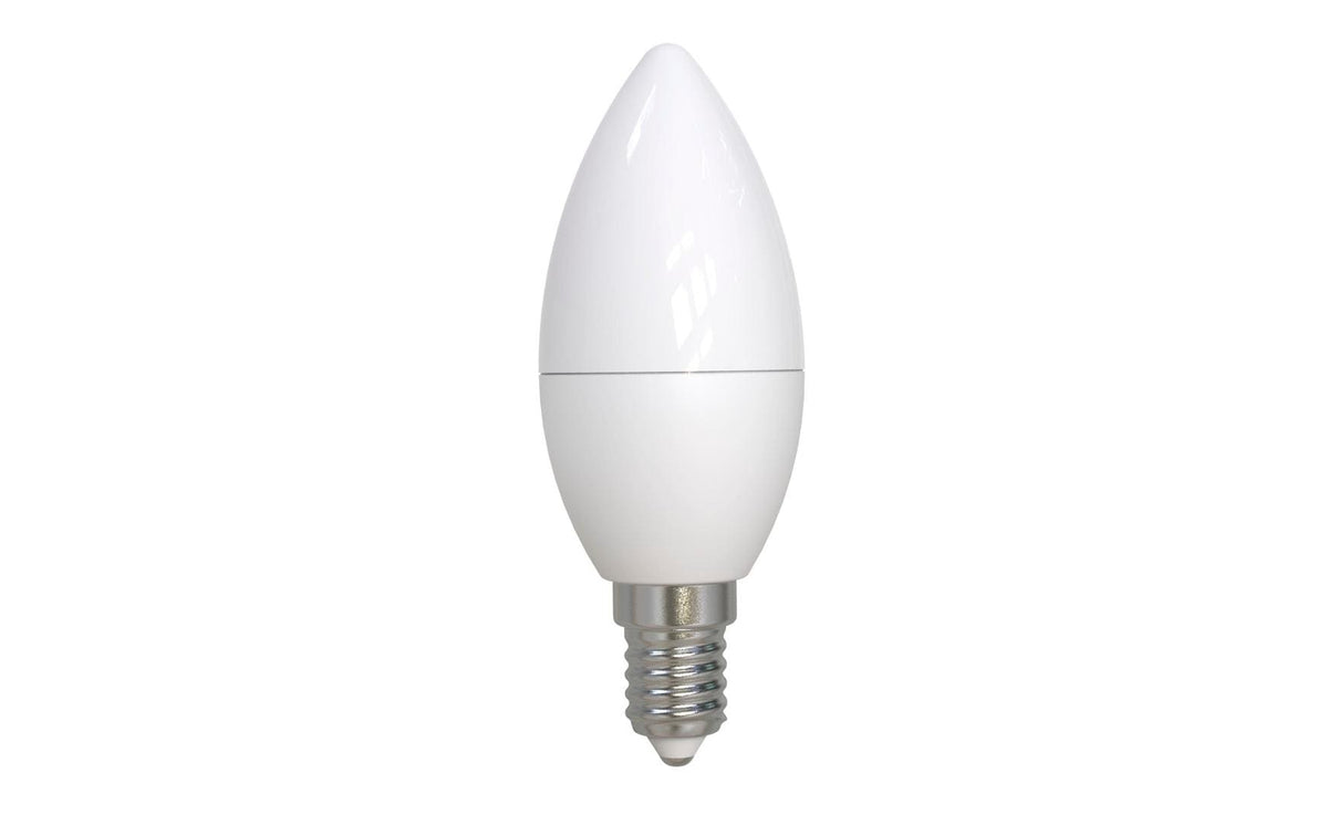 Hama LED-Leuchtmittel E14 Kerze C37 – Warmweiss 2700 K, 470 lm, 4,9 W – 5 Stk., Weiss, matt