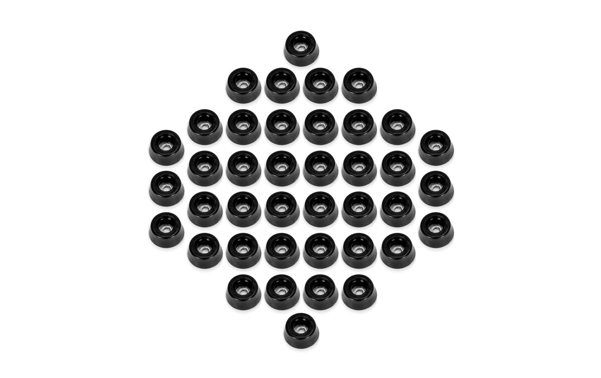 Adam Hall Gumminoppen – Ø 20 × 20 mm, Gummi mit Stahleinlage, Schwarz, 40 Stk.