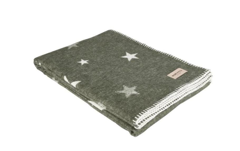 Eskimo Etoile Wohndecke – 70% Baumwolle/30% Polyacryl, Olivgrün – 140 × 200 cm