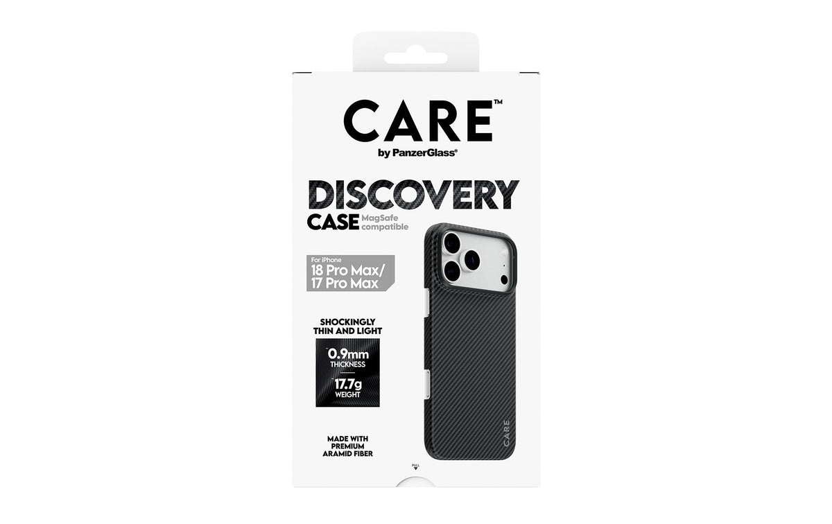 PanzerGlass CARE Discovery Backcover – für Apple iPhone 17 Pro Max/18 Pro Max, MagSafe, Kunststoff, Schwarz/Gr