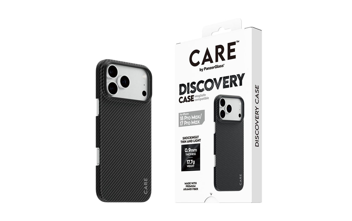PanzerGlass CARE Discovery Backcover – für Apple iPhone 17 Pro Max/18 Pro Max, MagSafe, Kunststoff, Schwarz/Gr