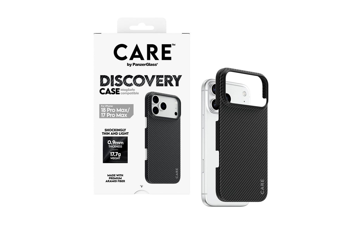 PanzerGlass CARE Discovery Backcover – für Apple iPhone 17 Pro Max/18 Pro Max, MagSafe, Kunststoff, Schwarz/Gr