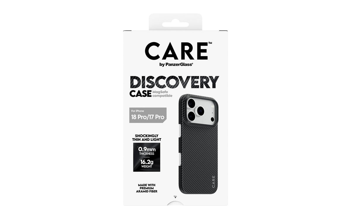 PanzerGlass CARE Discovery Backcover – für Apple iPhone 17 Pro / iPhone 18 Pro, Kunststoff, Schwarz & Grau