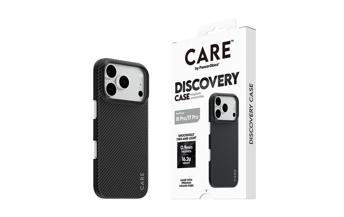 PanzerGlass CARE Discovery Backcover – für Apple iPhone 17 Pro / iPhone 18 Pro, Kunststoff, Schwarz & Grau