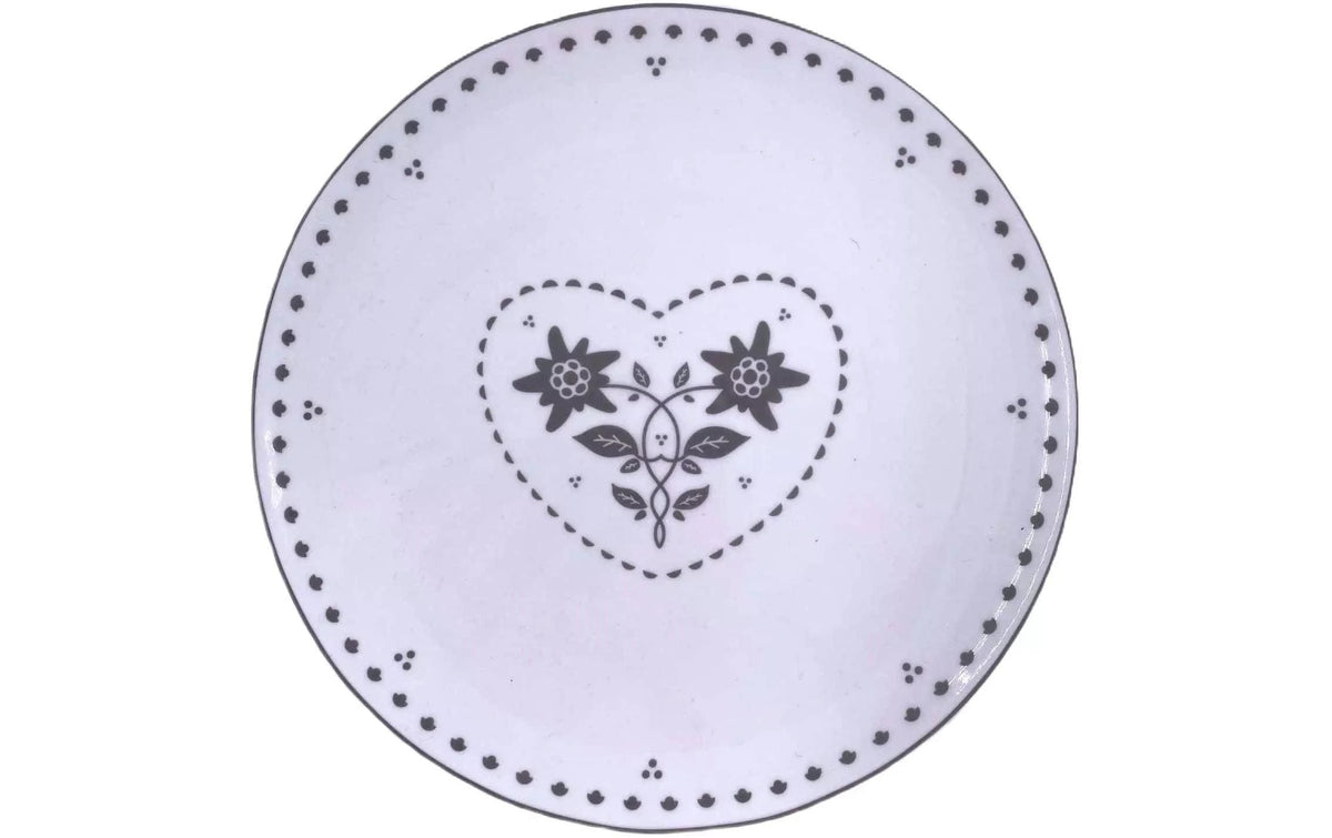 Heidi Cheese Line Fondueteller FOLK – 4er Set, Ø 20,0 cm, Keramik, Weiss