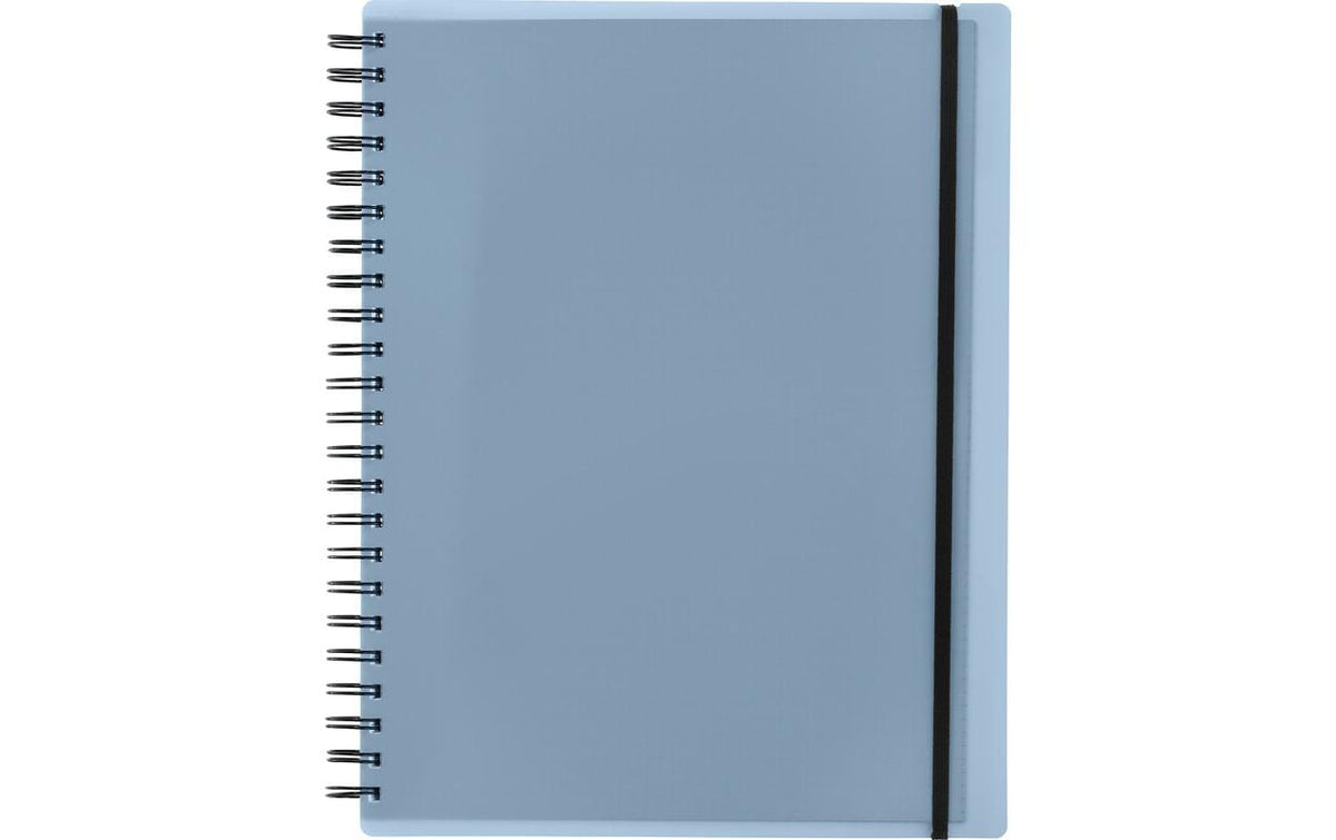 Kolma Collegeblock – A4 – 70 g/m² – Spiralbindung, 4-fach gelocht, perforiert, Gummiband, Einstecktasche, grau