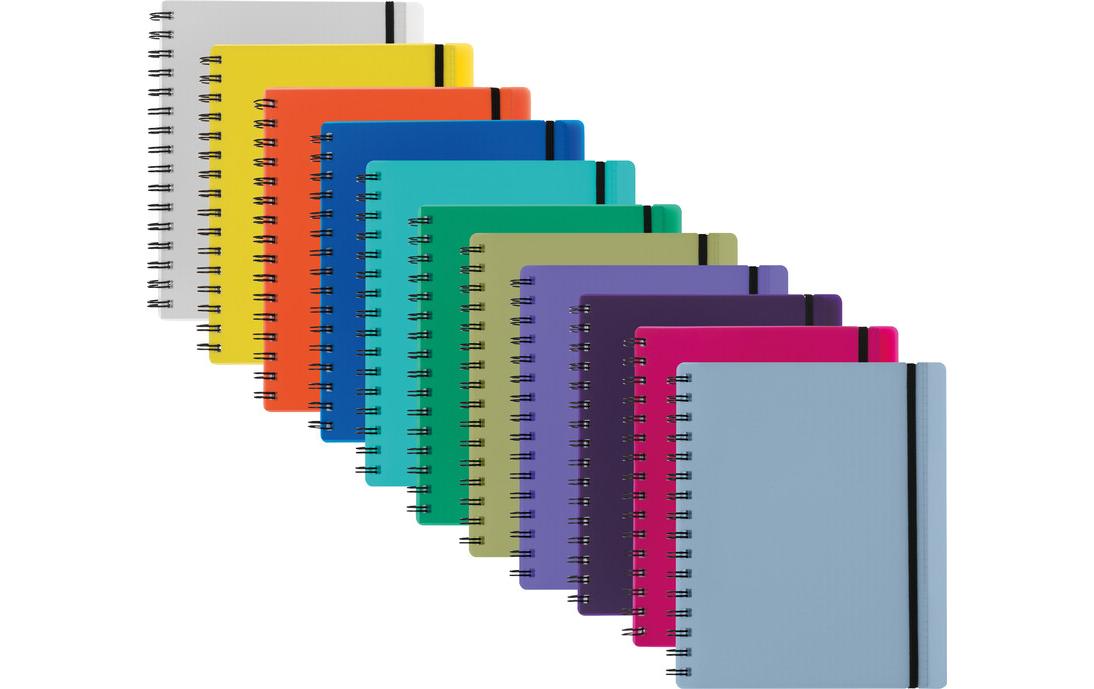 Kolma Collegeblock – A5 – Spiralbindung, 2-fach gelocht, perforiert, Gummiband, Einstecktasche, türkis