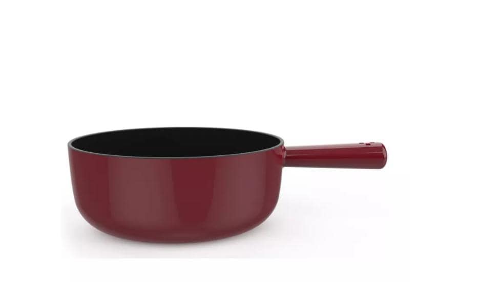 Stöckli Caquelon Classic – Ø 20 cm, Gusseisen, für Fondue Bourguignonne, Induktion, Rot